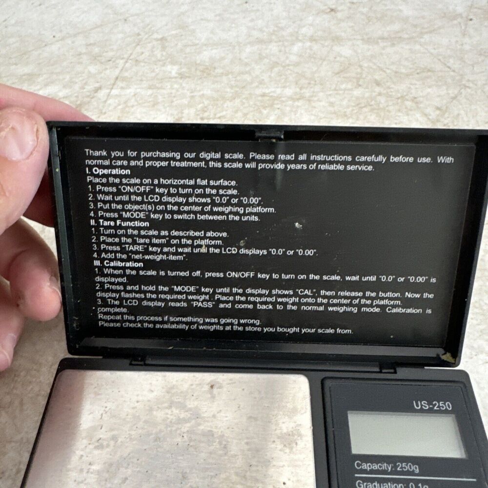 US-250 250g x0.1g DIGITAL JEWELRY SCALE FROM US BALANCE - Picture 4 of 7